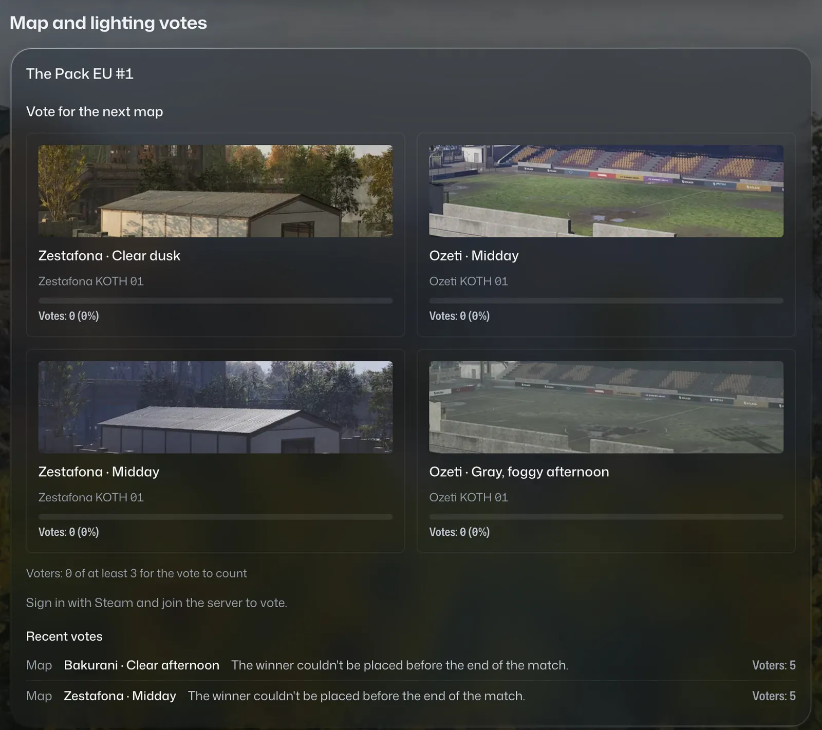 Vote for the next map on the public page: Ozeti, Zestafona and Bakurani with their lighting.